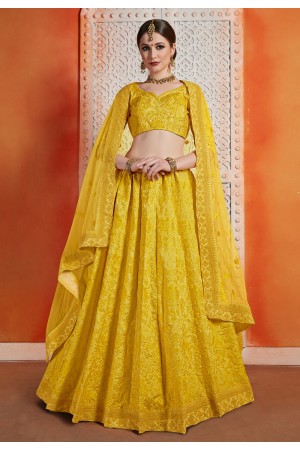 Yellow art silk circular lehenga choli 2402