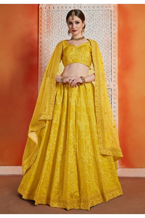 Yellow art silk circular lehenga choli 2402