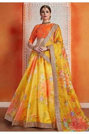 Yellow organza circular lehenga choli 2403