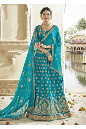 Green Colored Embroidered Art Silk Wedding Lehenga Choli 1304