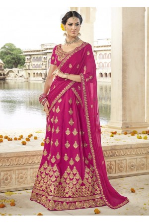 Magenta Colored Embroidered Art Silk Bridal Lehenga Choli 1301