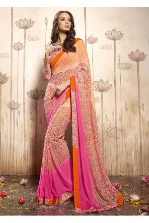 Multi Colored Printed Faux Georgette Saree 31033 