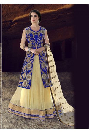 Off White Net Embroidered Circular Lehenga Choli 88008