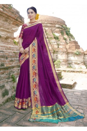 Purple Colored Woven Art Silk Festive Saree 5212