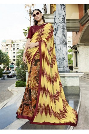 Yellow Colored Printed Saree 1712