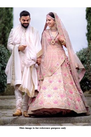 Bollywood Style Anushka sharma Peach tafetta silk wedding lehenga choli