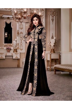 Shamita Shetty Black color party wear anarkali kameez