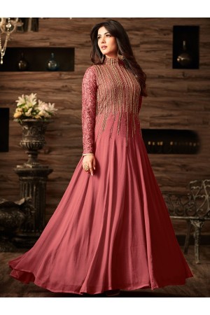 Sonal chauhan onion pink color net anarkali 4806