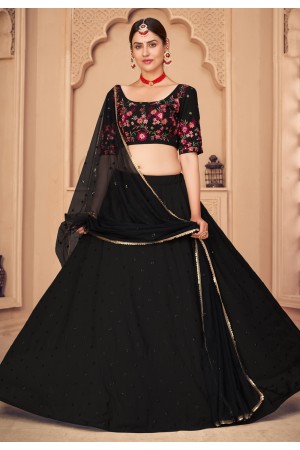 Black georgette sequins work lehenga choli 1792