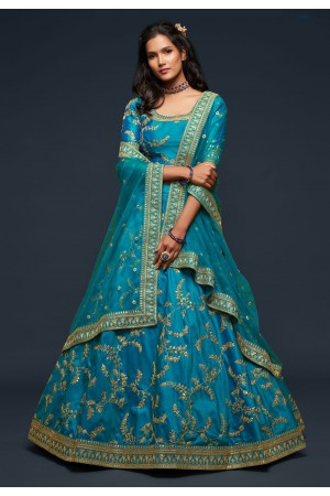 Blue art silk embroidered lehenga choli 7807