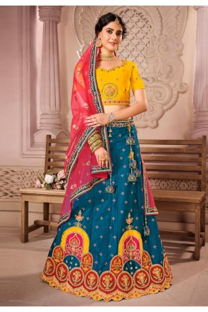 Blue silk embroidered lehenga choli 1203