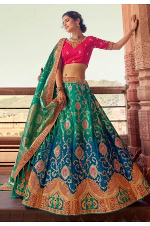 Blue silk embroidered lehenga choli 133212