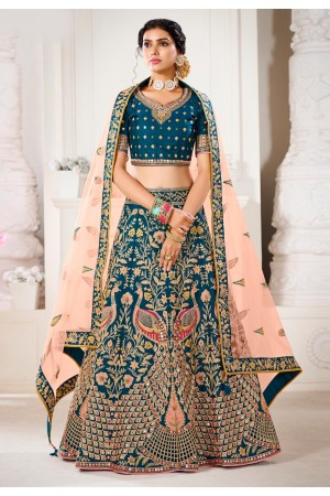 Blue silk sequins work lehenga choli 1106