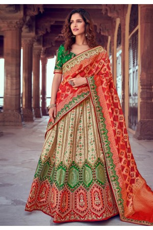 Cream silk embroidered lehenga choli 4908