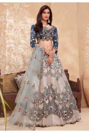 Grey net sequins work lehenga choli 1040