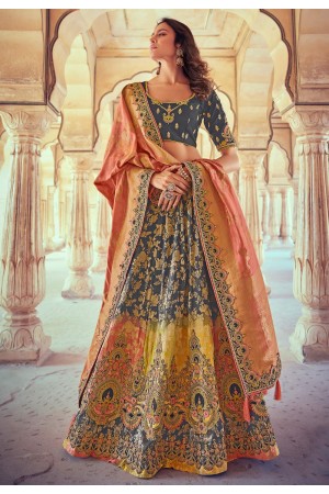 Grey silk embroidered lehenga choli 4906