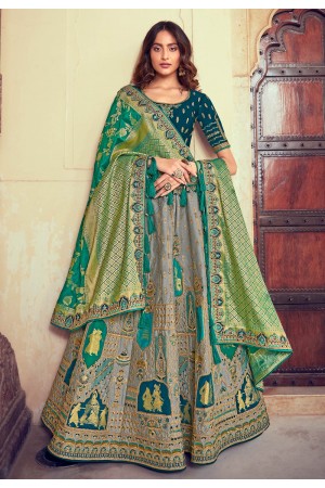 Grey silk embroidered lehenga choli 4910