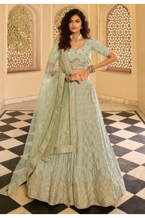 Light green crepe party wear lehenga choli 7213