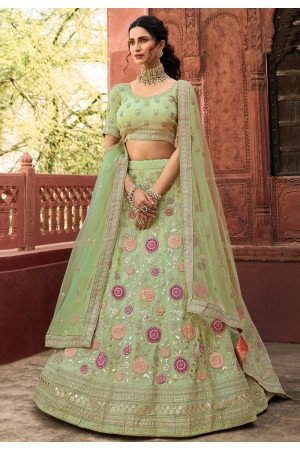 Light green organza lehenga choli 7204