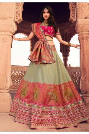 Light green silk embroidered lehenga choli 992