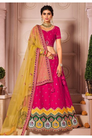 Magenta silk embroidered lehenga choli 1208