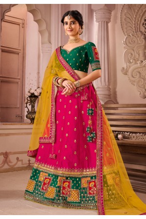 Magenta silk embroidered lehenga choli 1211