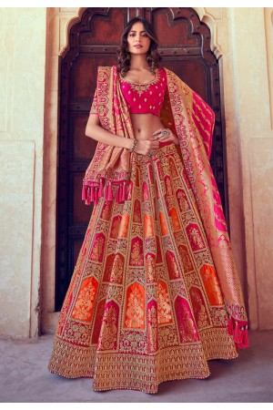 Magenta silk embroidered lehenga choli 4901