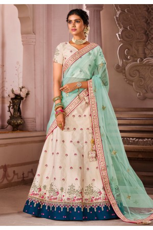 Off white silk embroidered lehenga choli 1216