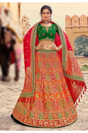 Orange silk embroidered lehenga choli 133217