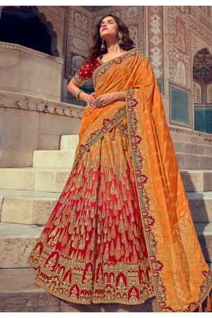 Orange silk embroidered lehenga choli 4905