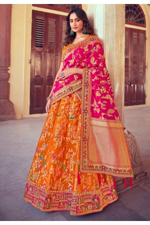 Orange silk embroidered lehenga choli 4914