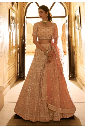 Peach crepe gota work lehenga choli 7203