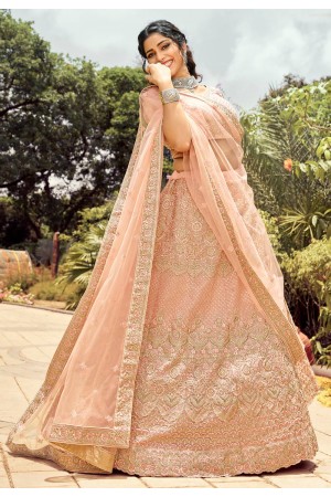 Peach organza lehenga choli 7102