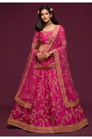 Pink art silk embroidered lehenga choli 7806