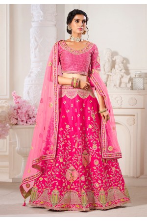 Pink silk embroidered lehenga choli 1102