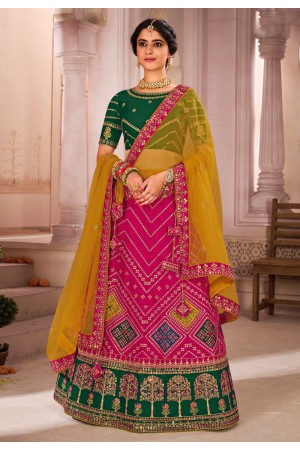 Pink silk embroidered lehenga choli 1218