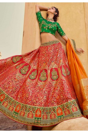 Pink silk embroidered lehenga choli 133214