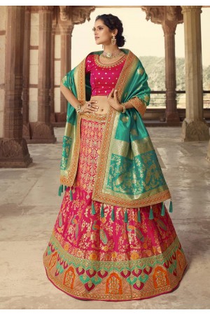 Pink silk embroidered lehenga choli 133216