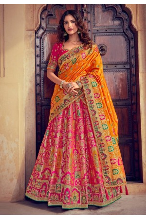 Pink silk embroidered lehenga choli 4912