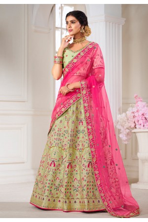 Pista green silk embroidered lehenga choli 1104