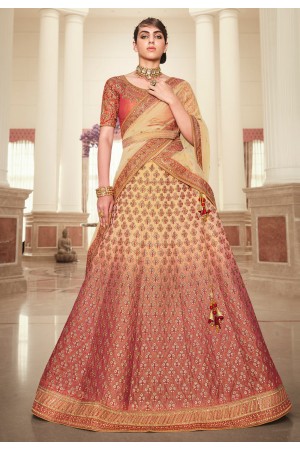 Rust silk embroidered lehenga choli 5184