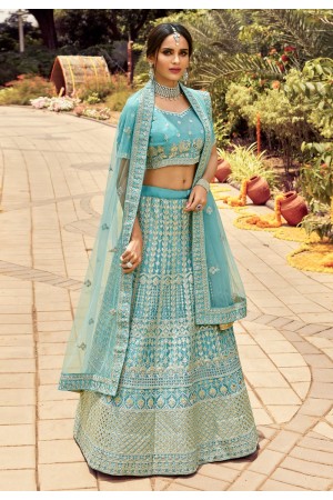 Sky blue organza gota work lehenga choli 7101