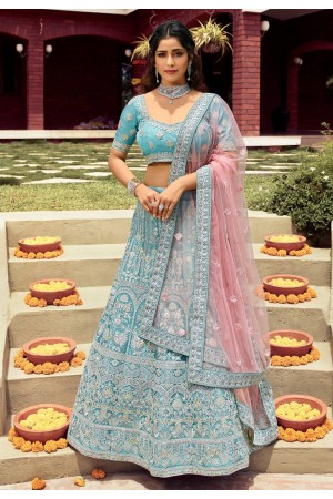 Sky blue organza gota work lehenga choli 7109