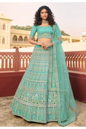 Sky blue organza party wear lehenga choli 7202