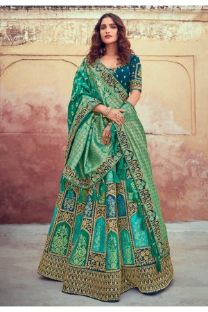 Teal silk embroidered lehenga choli 4902