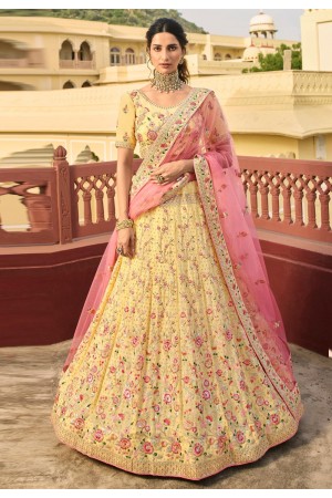 Yellow organza party wear lehenga choli 7208