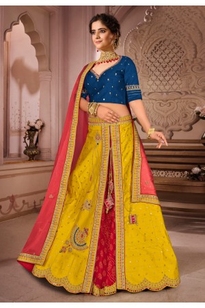 Yellow silk sequins work lehenga choli 1201