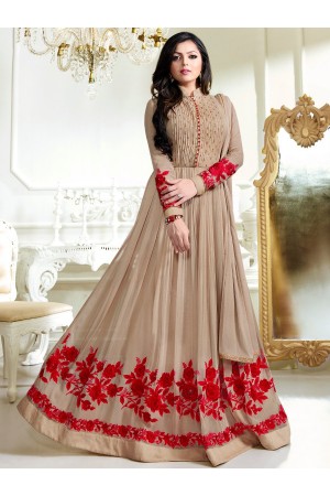 Drashti Dhami light brown color georgette party wear anarkali kameez