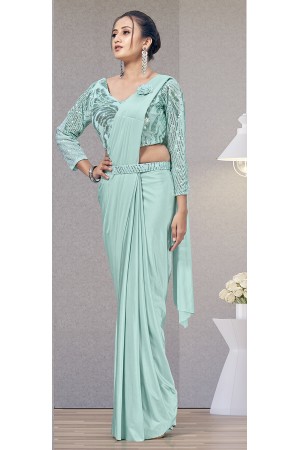 Aquablue lycra readymade saree 1015780a