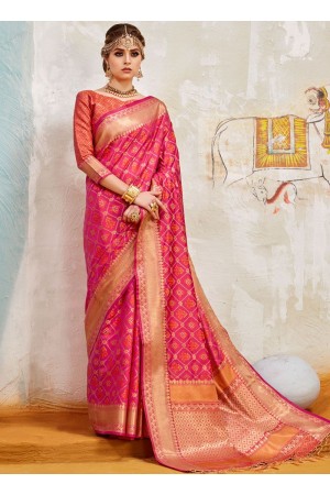 Pink Indian Silk wedding wear saree